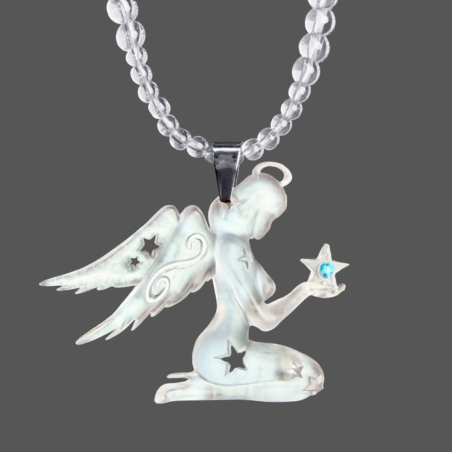 takeabreak Aqua Semi Transparent Lace Swirl Star Angel Women&