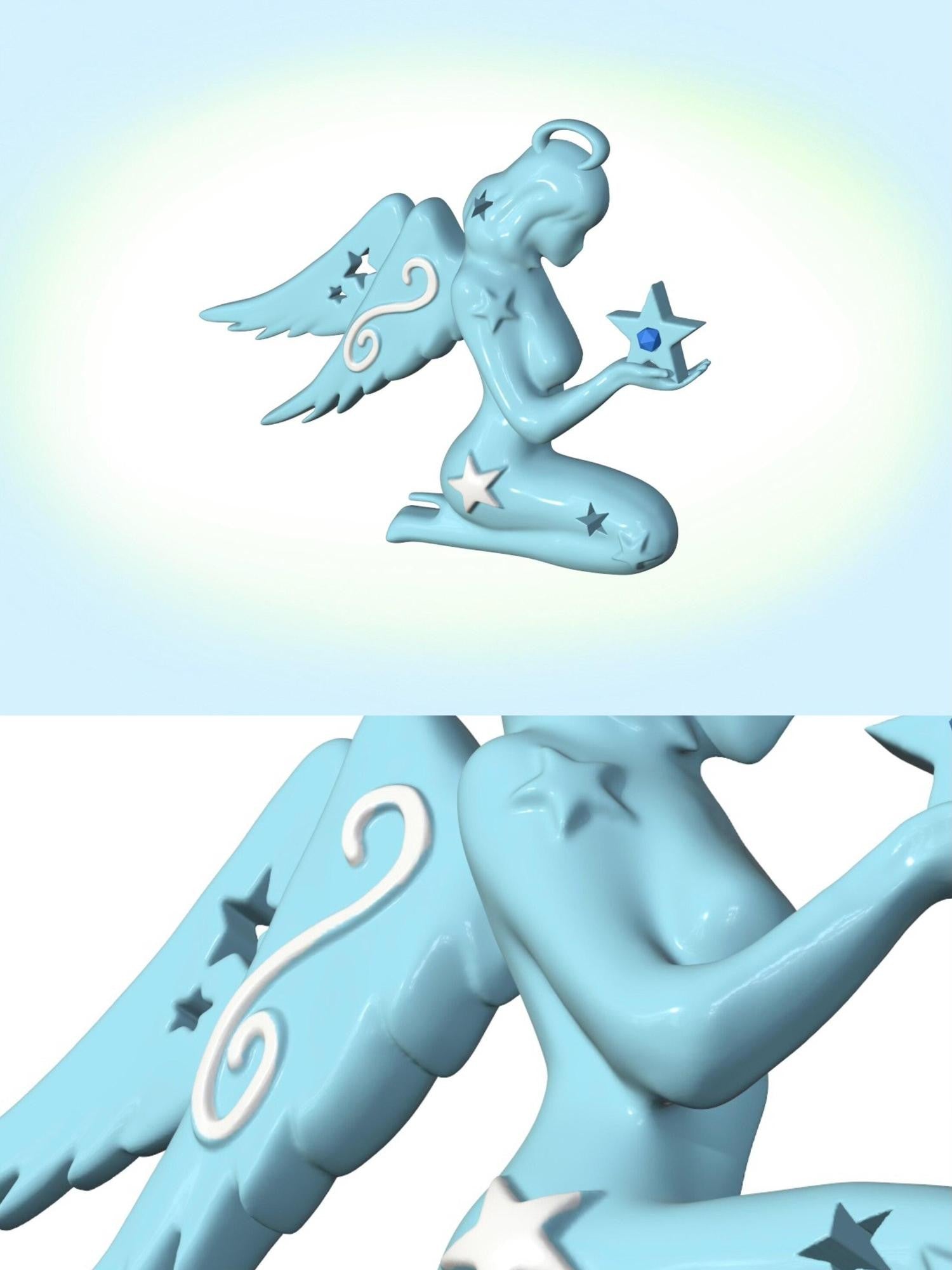takeabreak Aqua Semi Transparent Lace Swirl Star Angel Women&