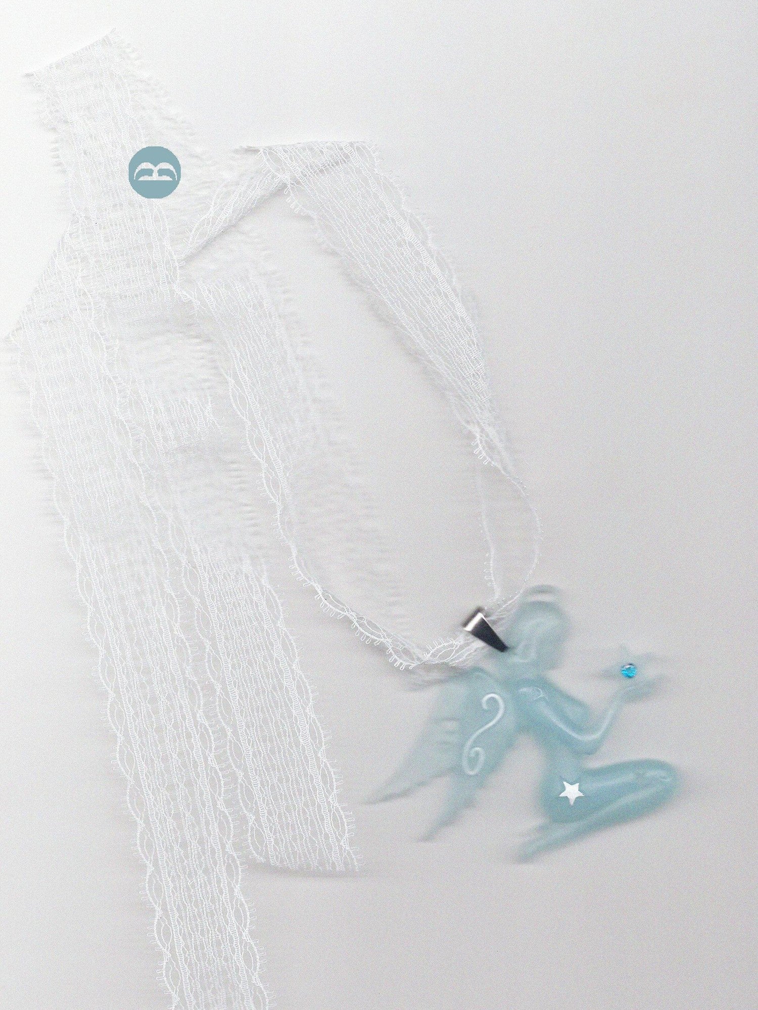 takeabreak Aqua Semi Transparent Lace Swirl Star Angel Women&
