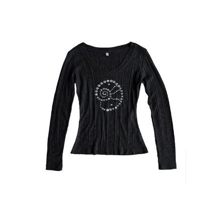 takeabreak_Black_Studded_Conch_Rhinestone_V-neck_Women&