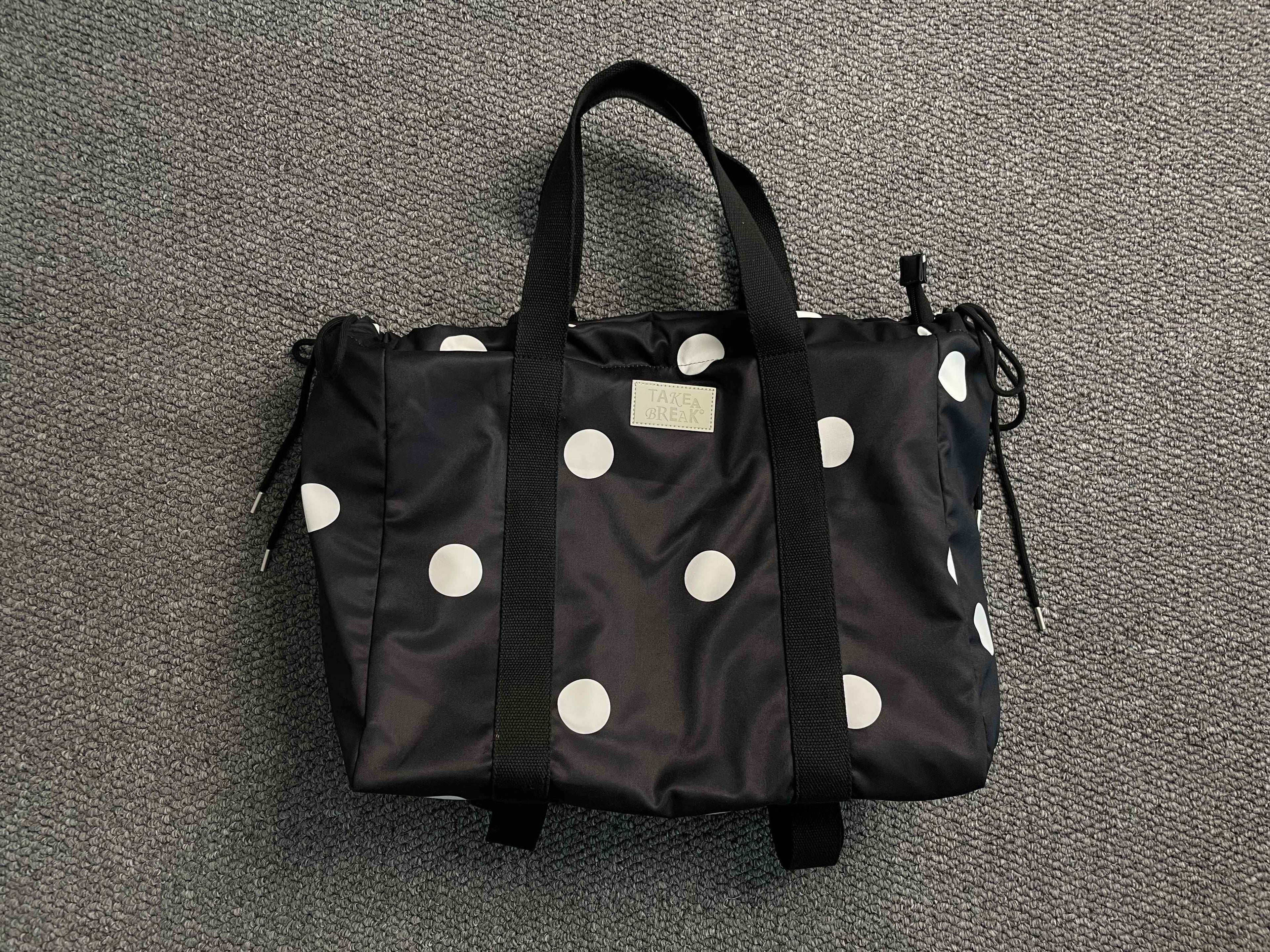 takeabreak_Black_White_Polka_Dot_26L_Multi_Carry_Dual_Zipper_Tote_Women&