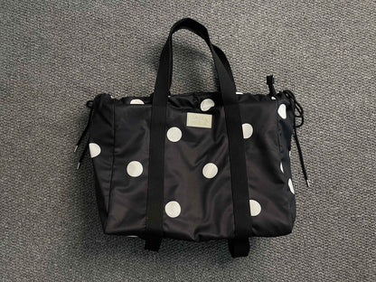 takeabreak_Black_White_Polka_Dot_26L_Multi_Carry_Dual_Zipper_Tote_Women&