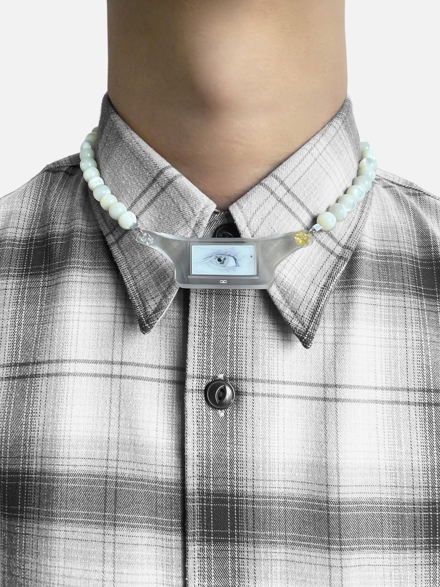 takeabreak Blue Crystal Beaded Asymmetrical Jade Pendant Women&