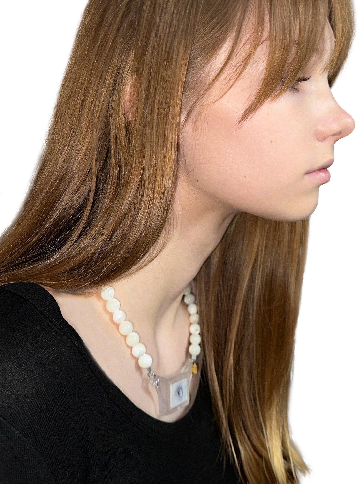 takeabreak Blue Crystal Beaded Asymmetrical Jade Pendant Women&
