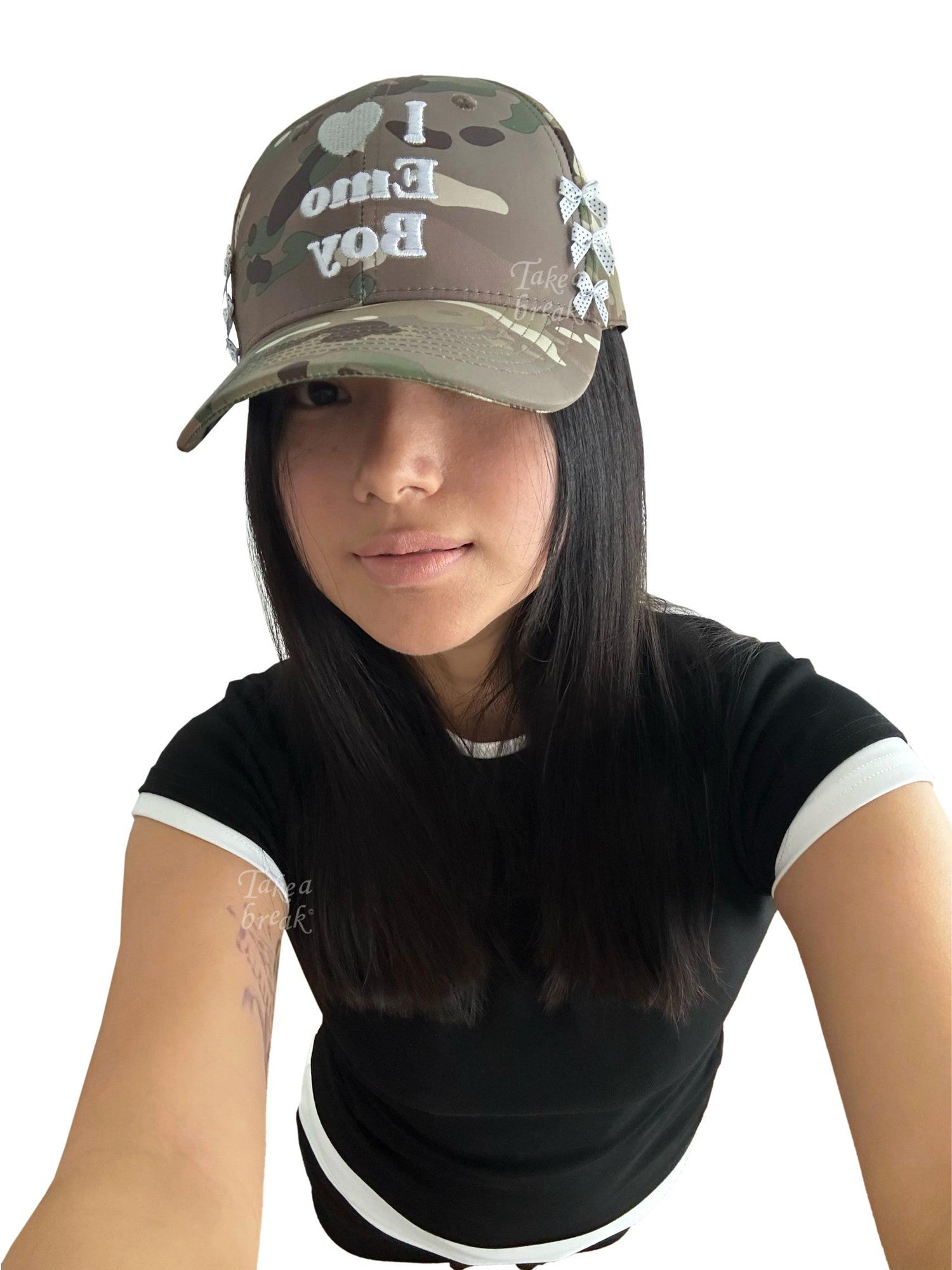 takeabreak Camouflage Bow Punk Street High Crown Women&