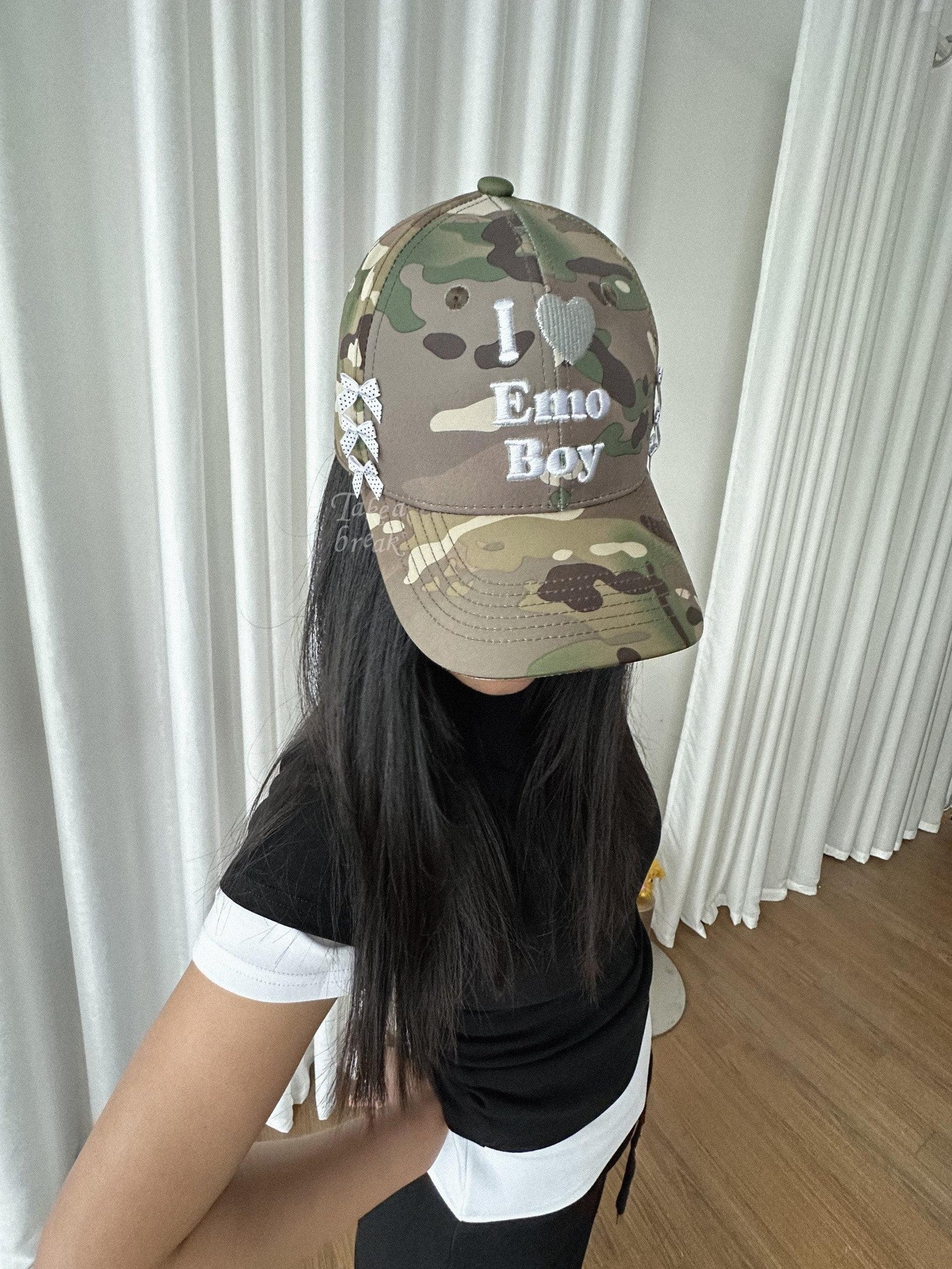 takeabreak Camouflage Bow Punk Street High Crown Women&