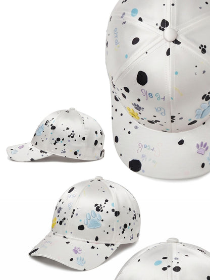takeabreak Dalmatian Spot Satin 3d Embroidery High Crown Trucker Women&
