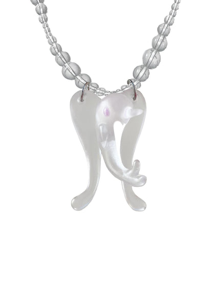 takeabreak Dreamy Dolphin Angel Round Bead Womens Artificial Crystal Necklaces