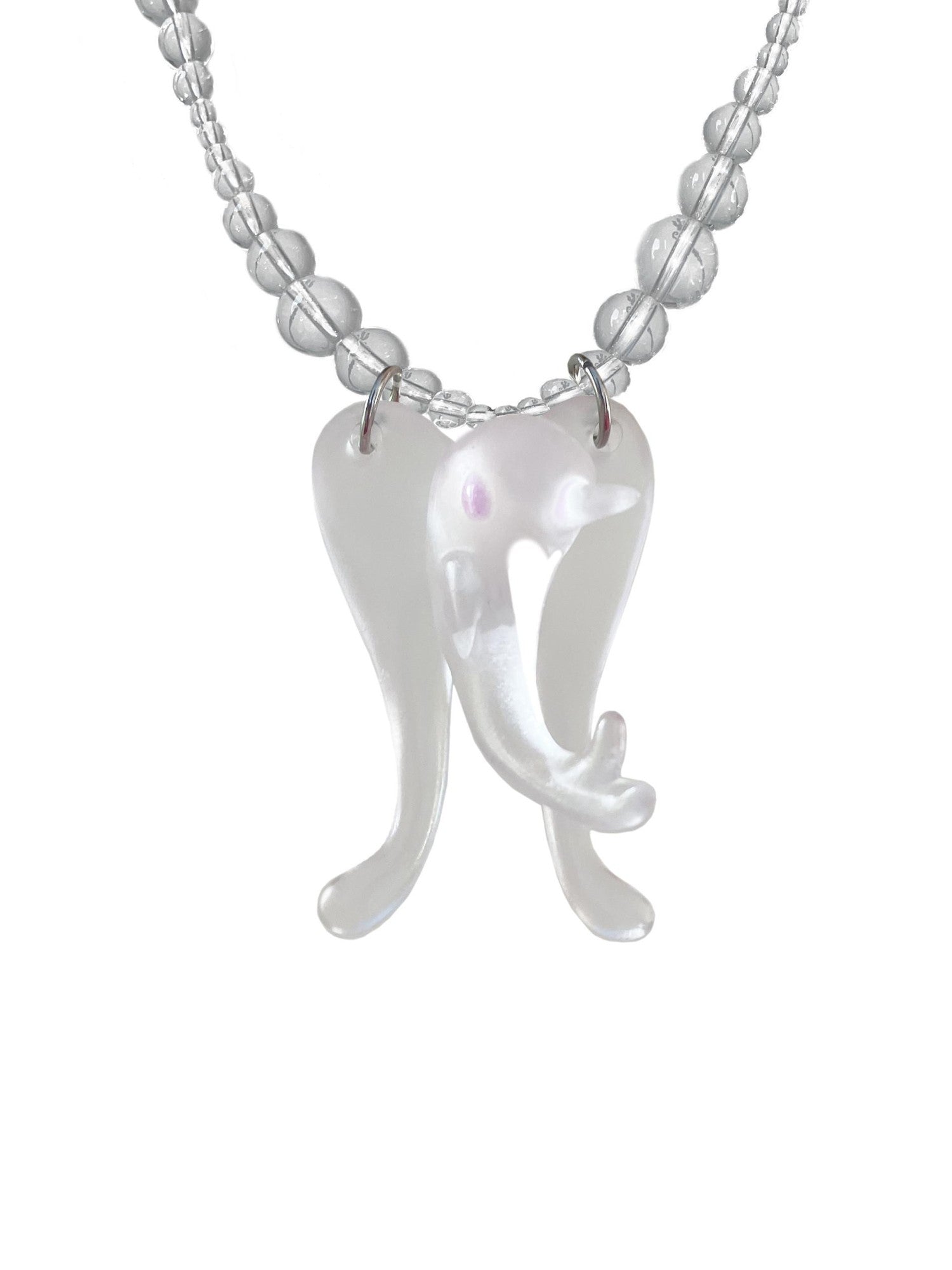 takeabreak Dreamy Dolphin Angel Round Bead Womens Artificial Crystal Necklaces