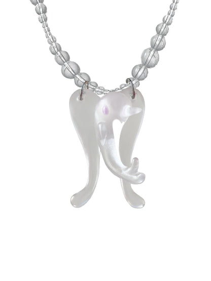 takeabreak Dreamy Dolphin Angel Round Bead Womens Artificial Crystal Necklaces