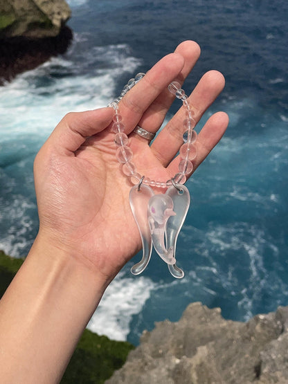 takeabreak Dreamy Dolphin Angel Round Bead Womens Artificial Crystal Necklaces