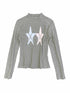 takeabreak_Gray_Star_Print_Knit_Slim_Mock_Neck_Women&