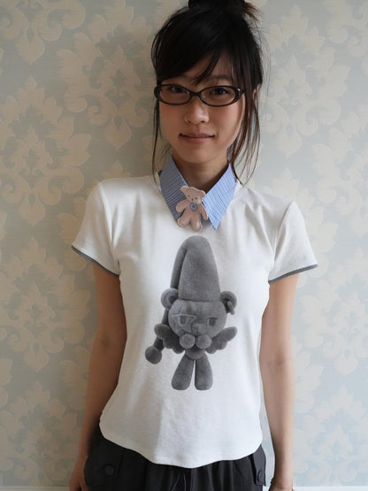 takeabreak Grey White Layered Bear Ink Print Women&