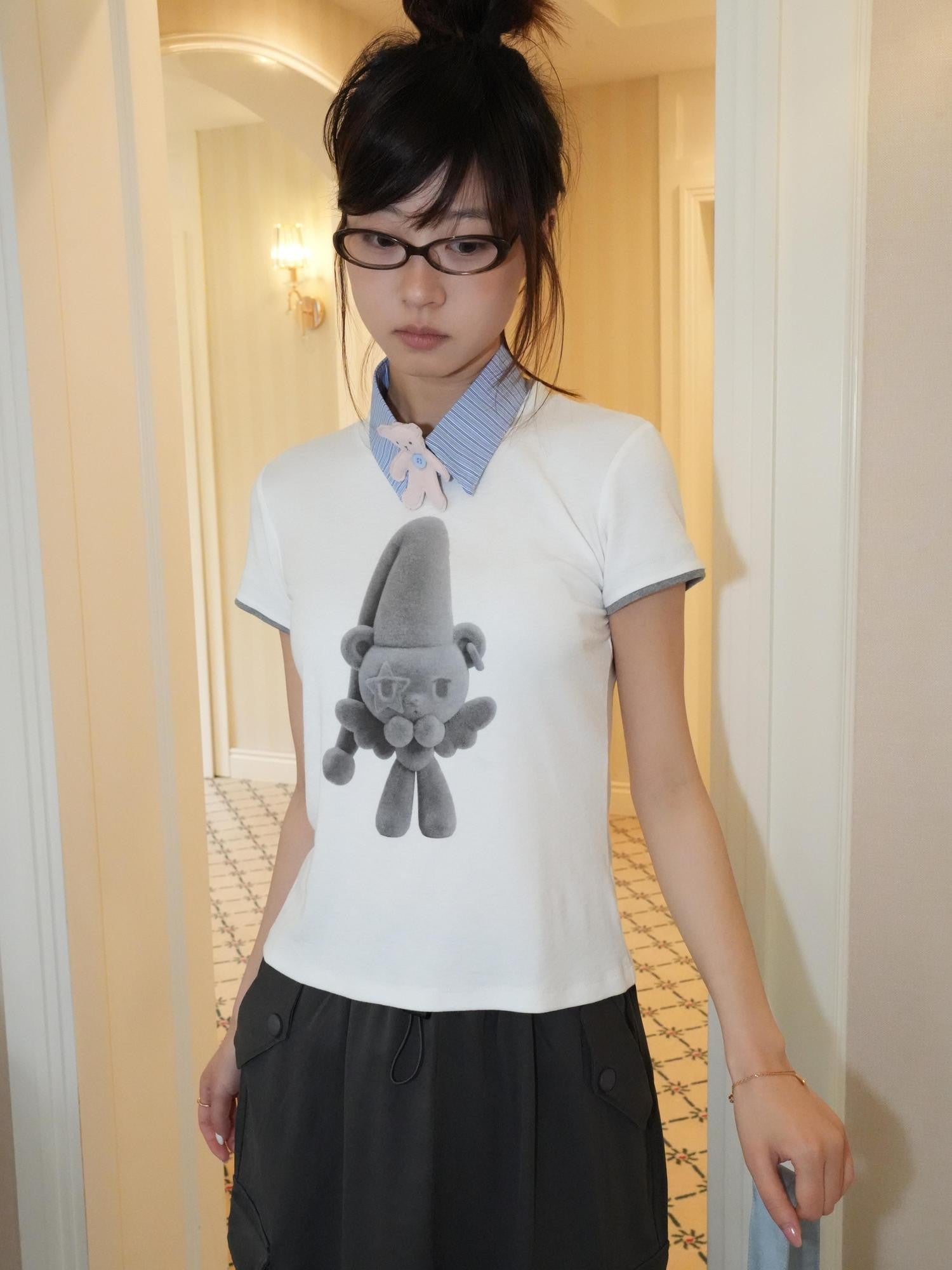 takeabreak Grey White Layered Bear Ink Print Women&