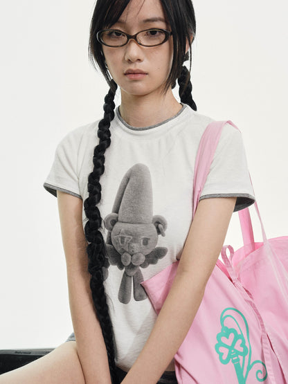 takeabreak Grey White Layered Bear Ink Print Women&