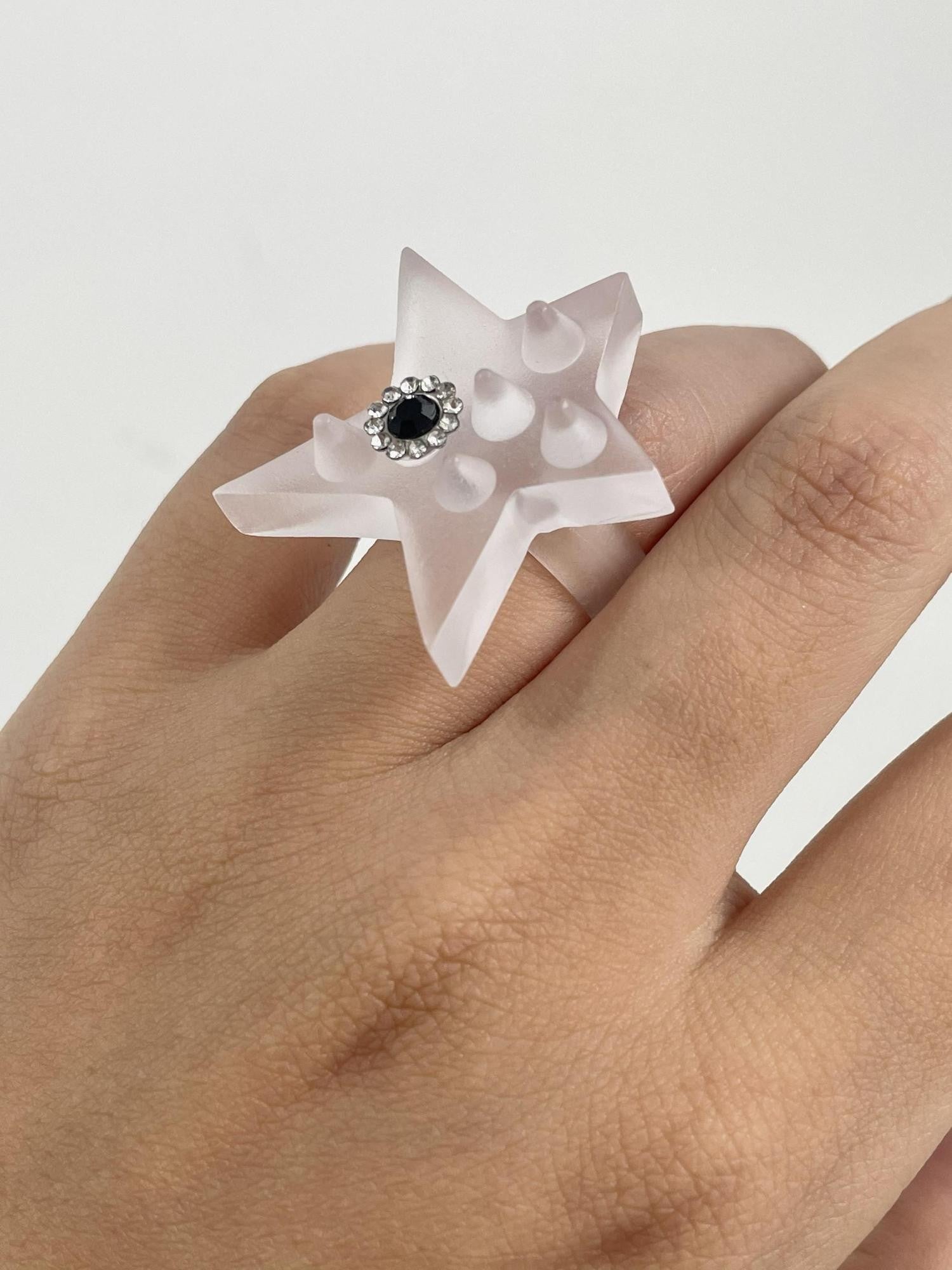 takeabreak Heart Spike Gemstone Diamond Inlaid Pave Five Star Punk Women&