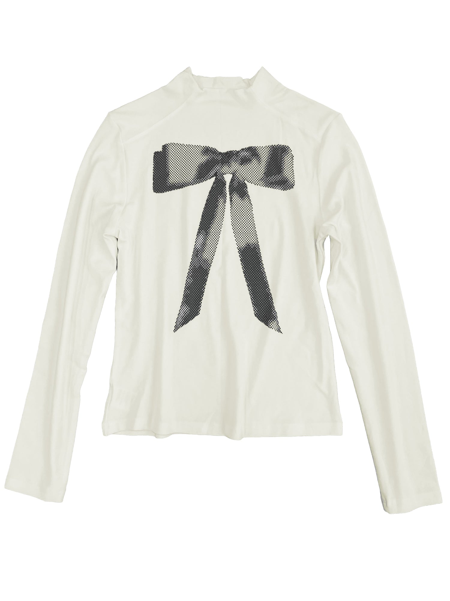takeabreak_Ivory_Bow_Print_Mock_Neck_Slim_Fit_Women&