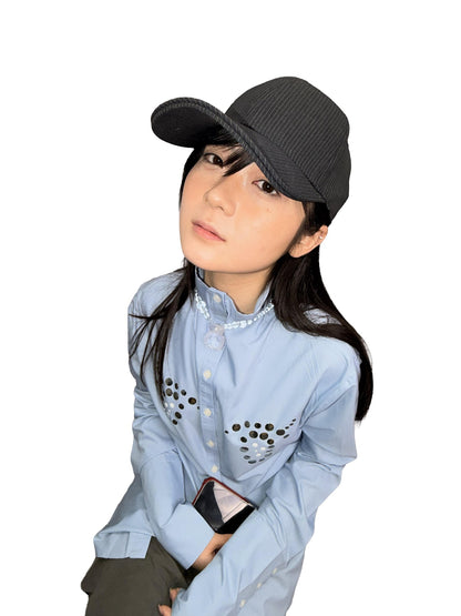 takeabreak Light Blue Comic Eye Rhinestone Slim Fit Women&