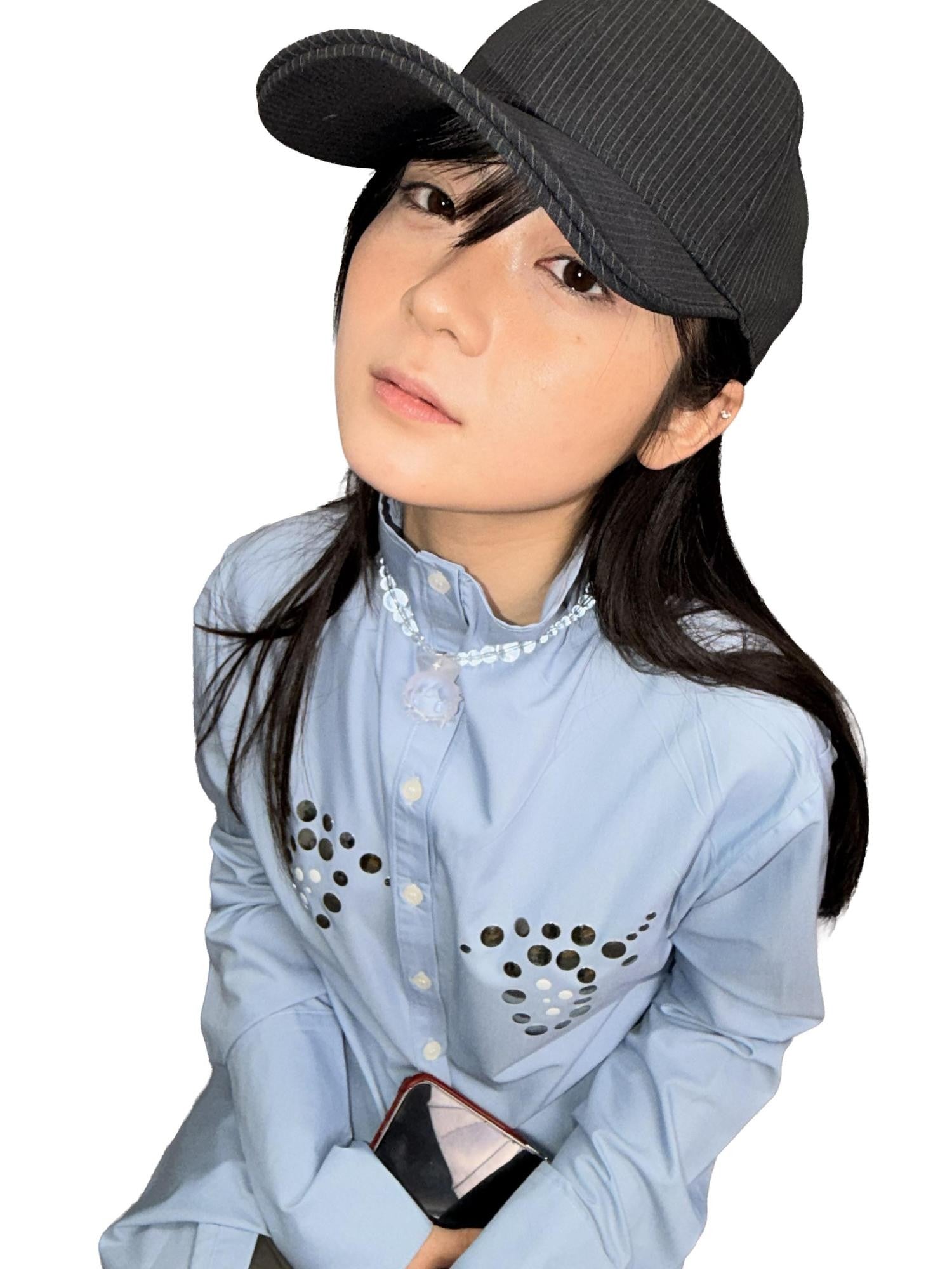takeabreak Light Blue Comic Eye Rhinestone Slim Fit Women&
