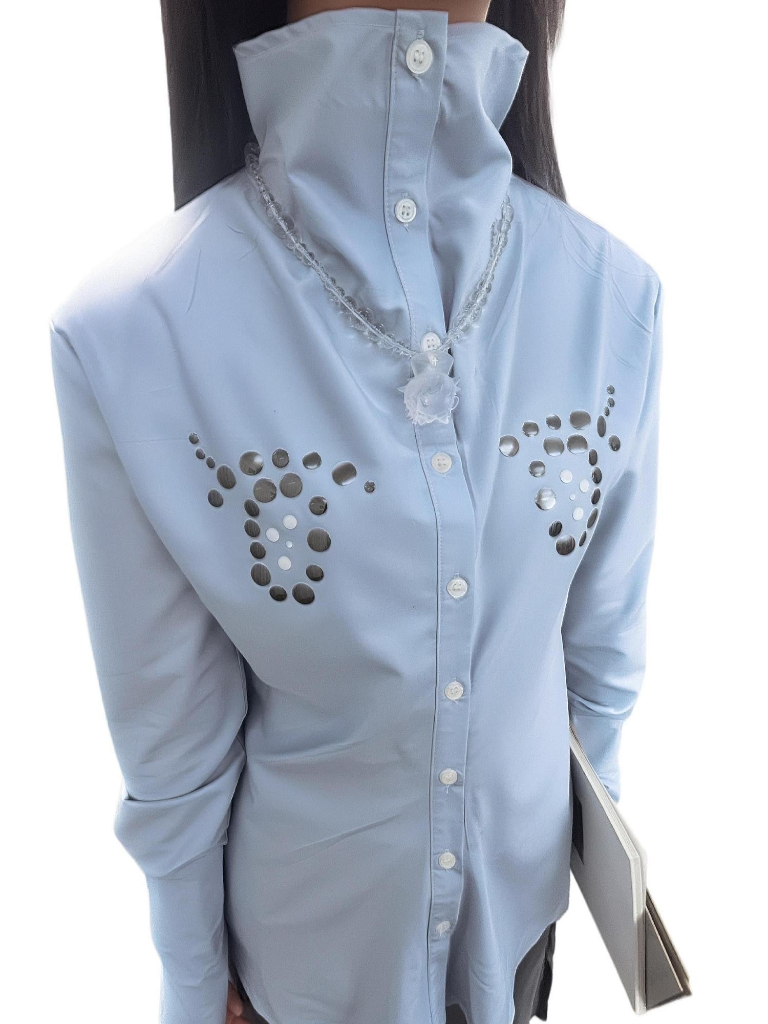 takeabreak Light Blue Comic Eye Rhinestone Slim Fit Women&