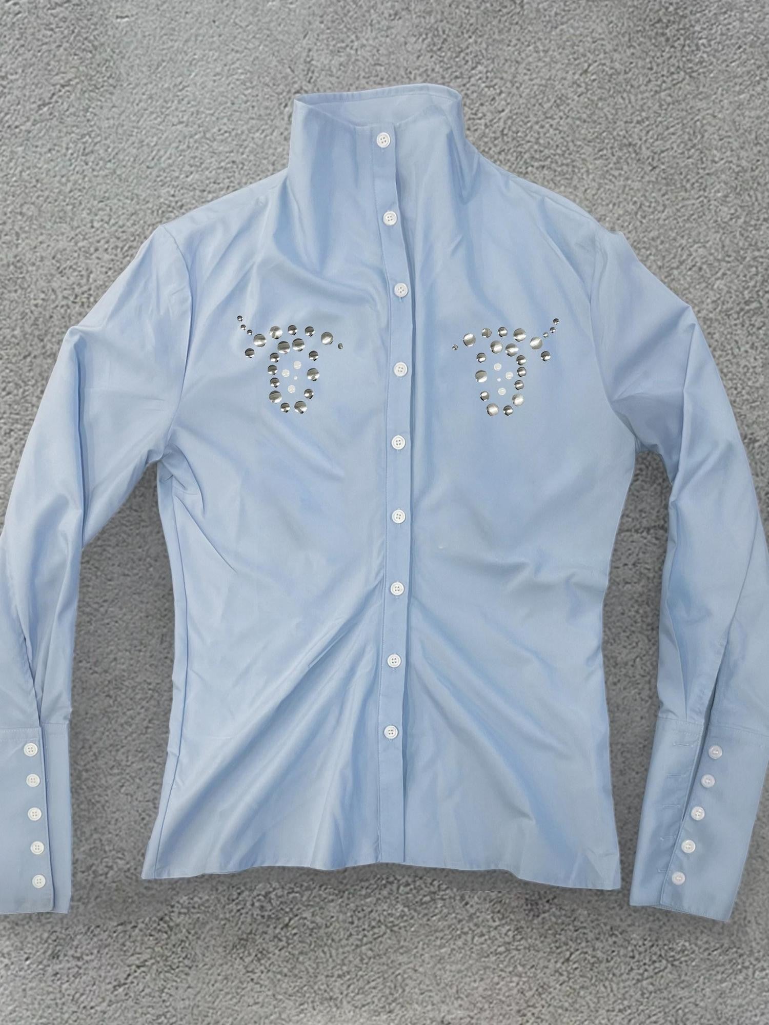 takeabreak Light Blue Comic Eye Rhinestone Slim Fit Women&