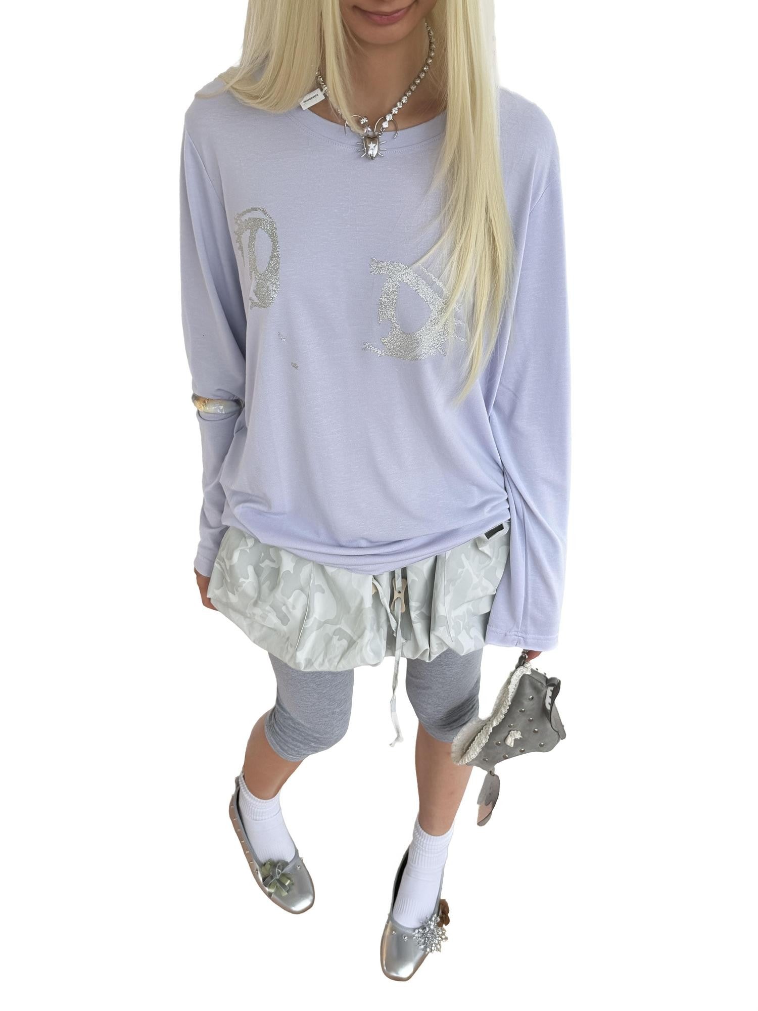 takeabreak Light Camo Bone Print Drawstring Cargo Bubble Women&