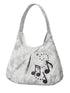 takeabreak Light Gray Camo Print Black Sparkle Musical Note Shoulder Tote Women&