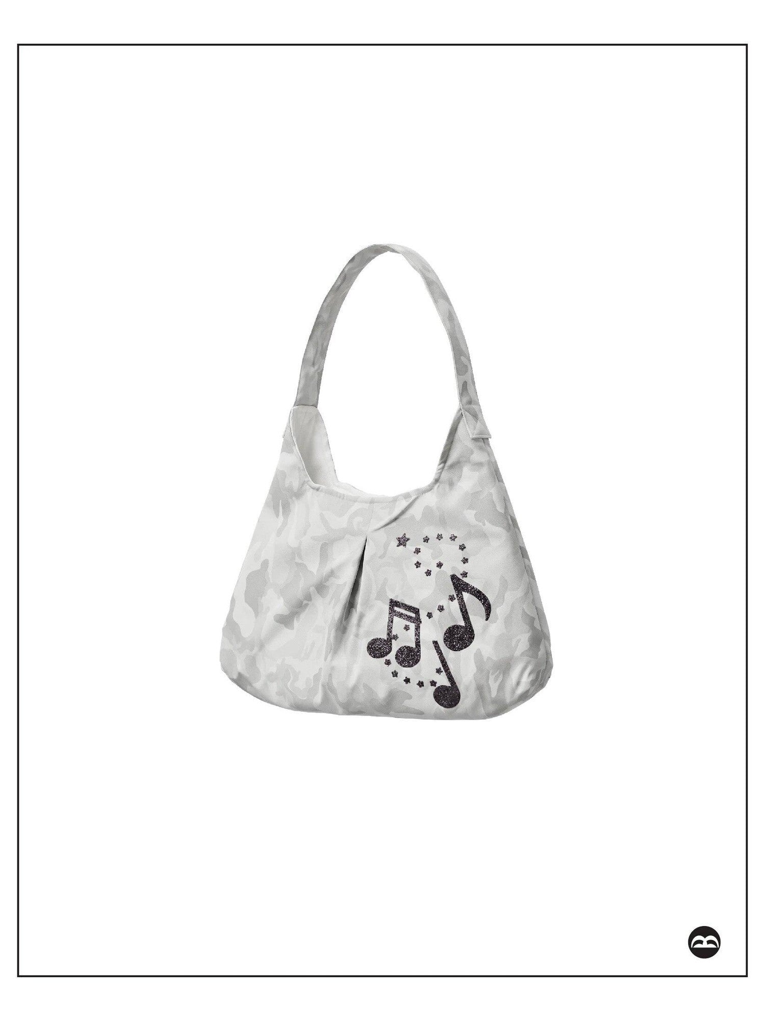 takeabreak Light Gray Camo Print Black Sparkle Musical Note Shoulder Tote Women&