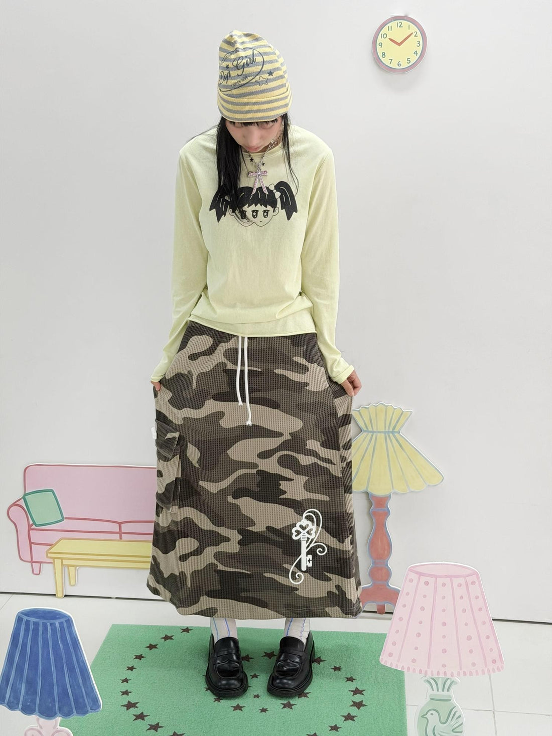 takeabreak Light Green Twin Girls Print Slim Fit Women&