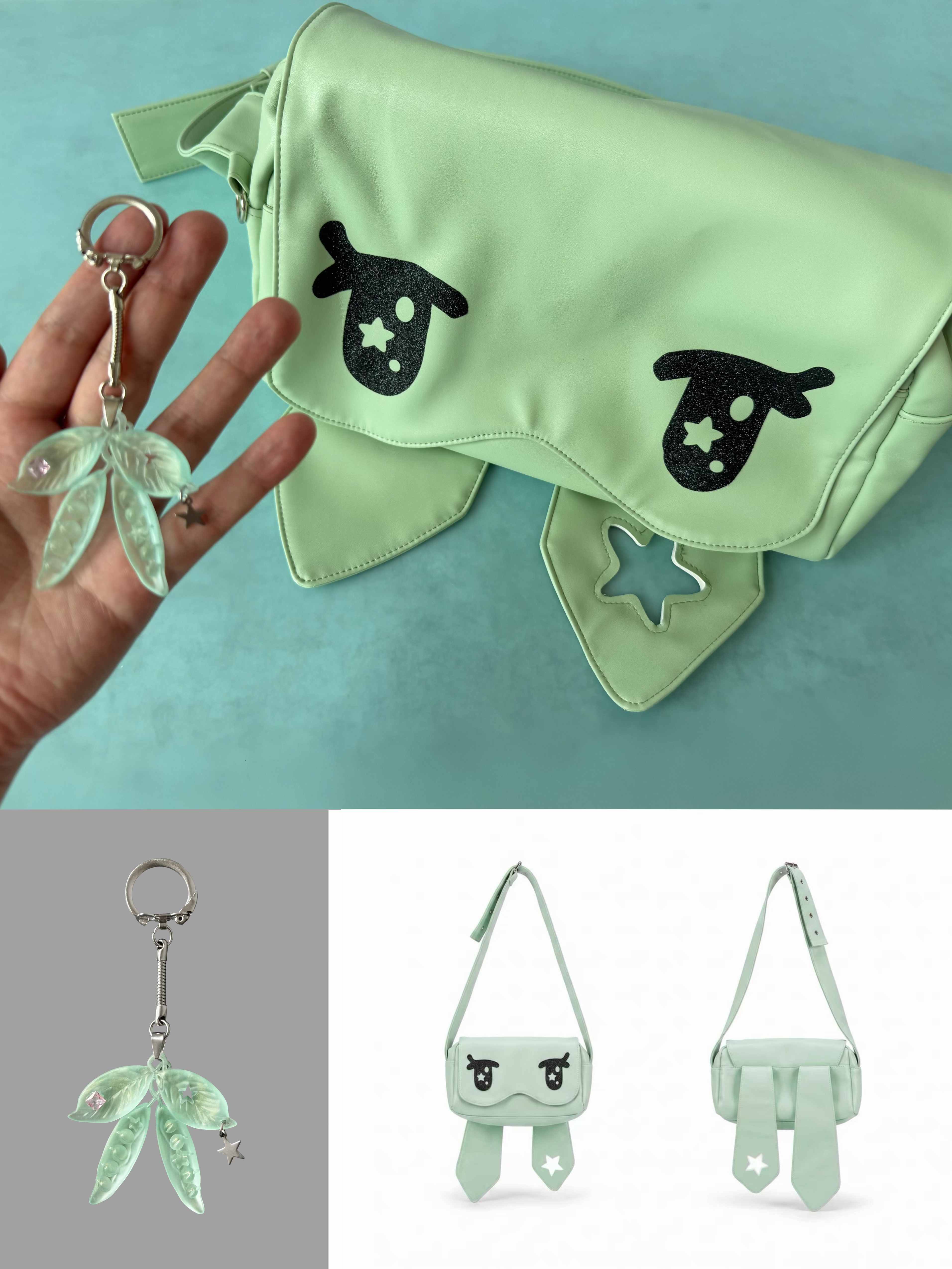 takeabreak_Mint_Green_Glitter_Star_Cartoon_Eye_Magnetic_Flap_Zipper_Women&