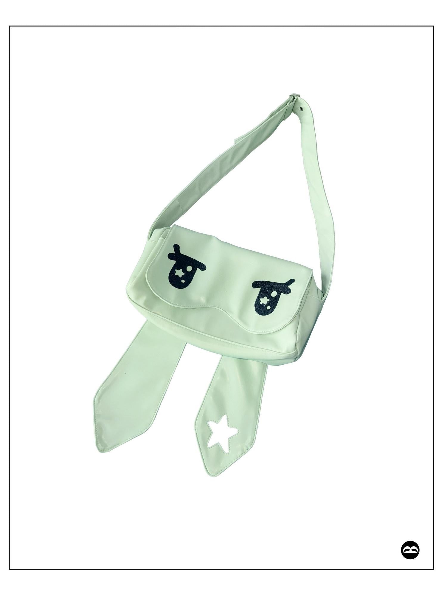 takeabreak Mint Green Glitter Star Cartoon Eye Magnetic Flap Zipper Women&