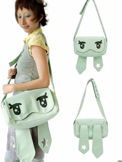 takeabreak Mint Green Glitter Star Cartoon Eye Magnetic Flap Zipper Women&