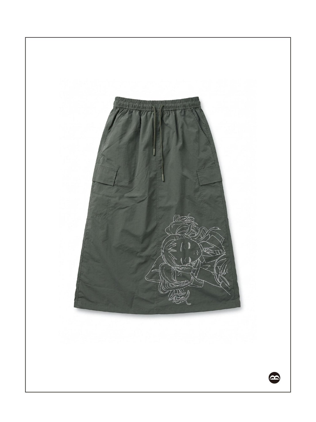 takeabreak Olive Green Comic Line Art Print Drawstring Women&