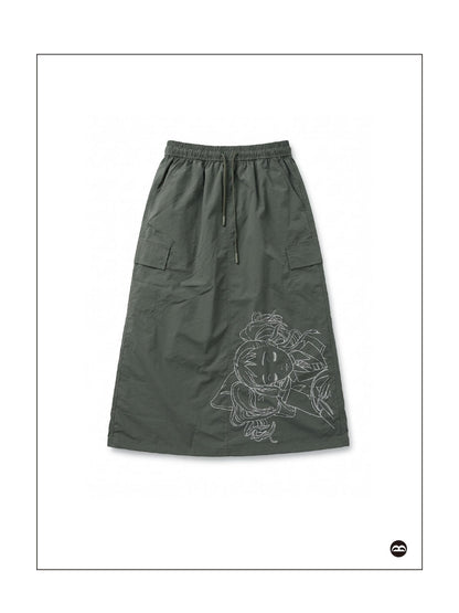 takeabreak Olive Green Comic Line Art Print Drawstring Women&