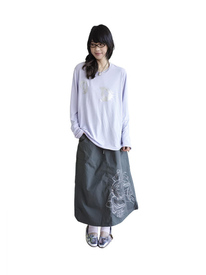 takeabreak Olive Green Comic Line Art Print Drawstring Women&