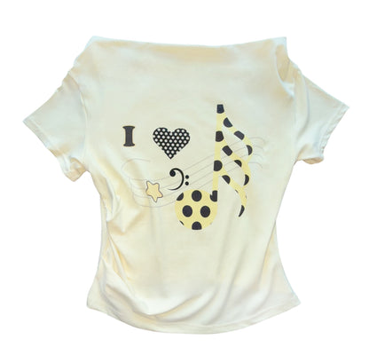 takeabreak_Pale_Yellow_Star_Music_Note_Asymmetric_Shoulder_Women&