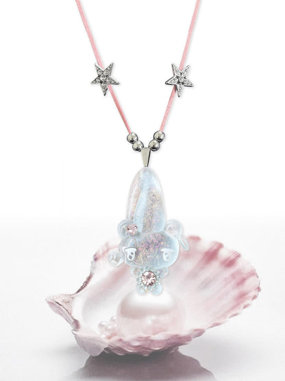 takeabreak Pink Sleeping Bear Crystal Pendant Women&
