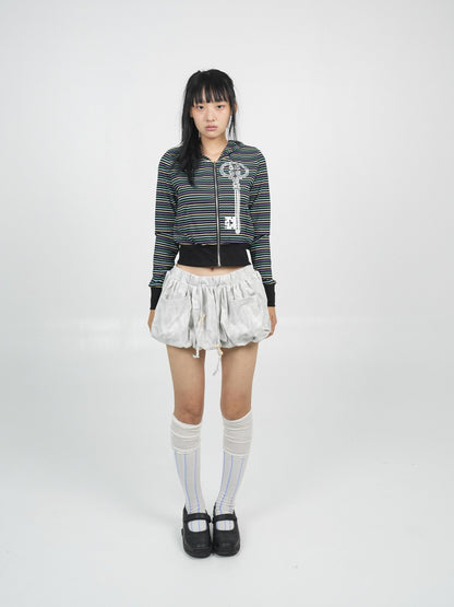 takeabreak Retro Colorful Striped Print Waist Cinched Women&