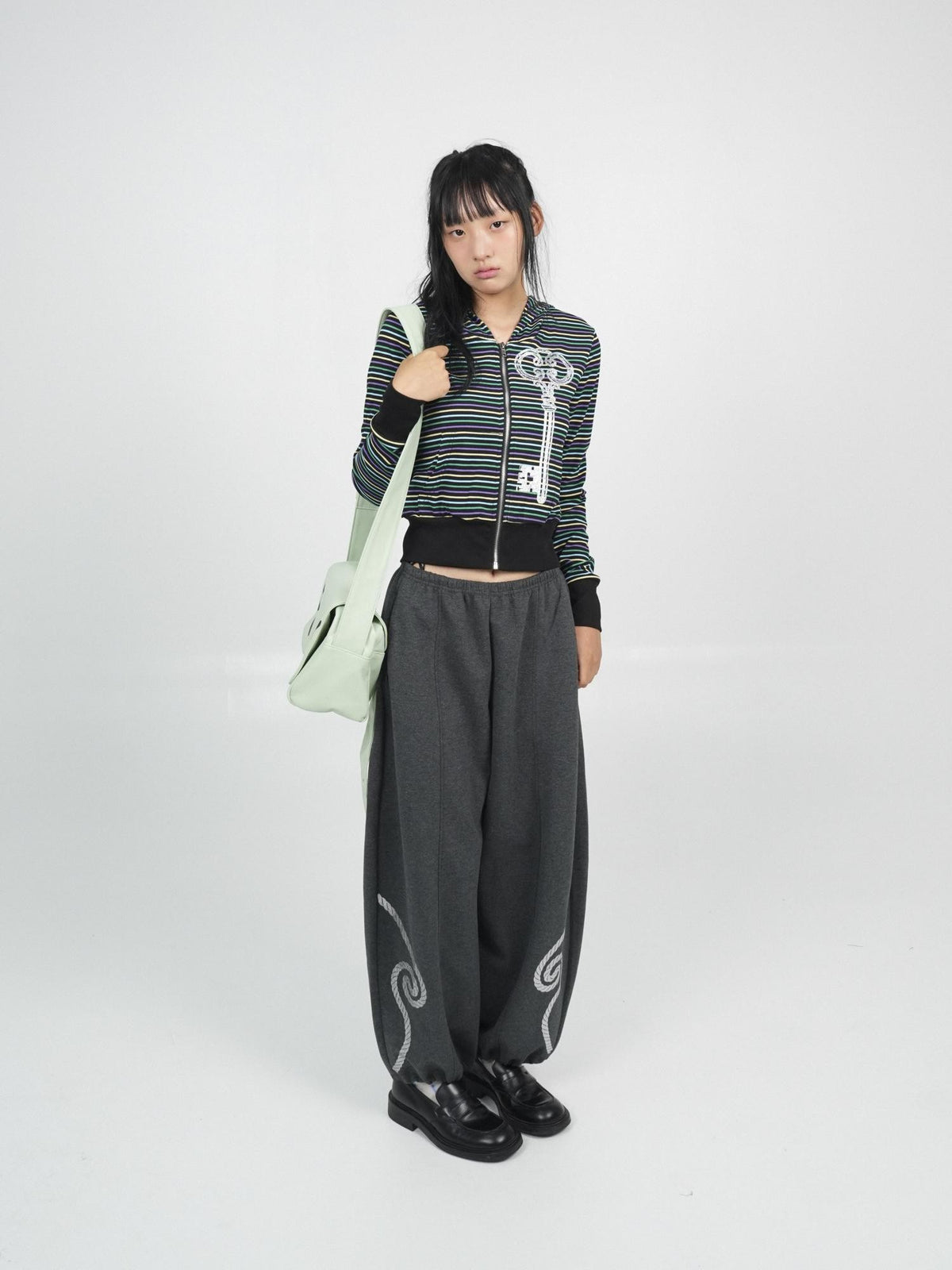 takeabreak Retro Colorful Striped Print Waist Cinched Women&
