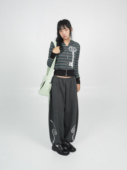 takeabreak Retro Colorful Striped Print Waist Cinched Women&