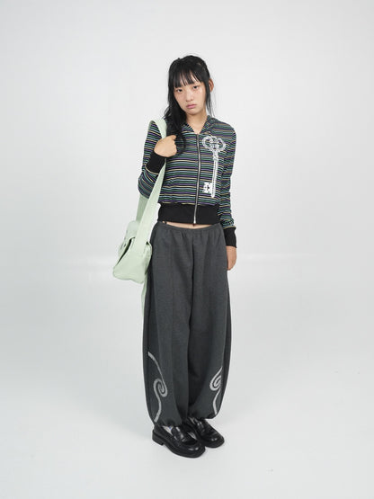 takeabreak Retro Colorful Striped Print Waist Cinched Women&