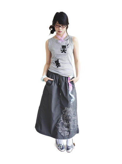 takeabreak Shimmery Two Tone Bear Print Lace Cutout Women&
