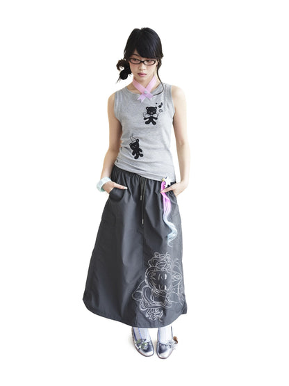 takeabreak Shimmery Two Tone Bear Print Lace Cutout Women&