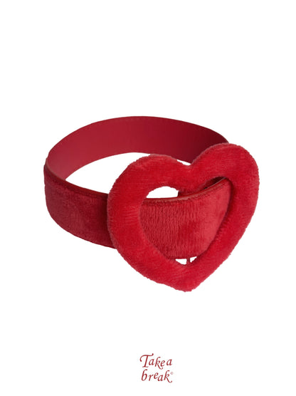 takeabreak Short Velvet Leather Vintage Heart Pendant Women&