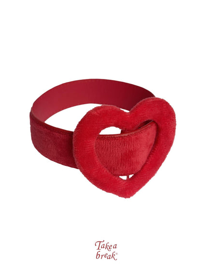takeabreak Short Velvet Leather Vintage Heart Pendant Women&
