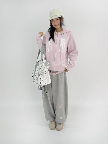 takeabreak Soft Pink Angel Devil Print Relaxed Fit Women&