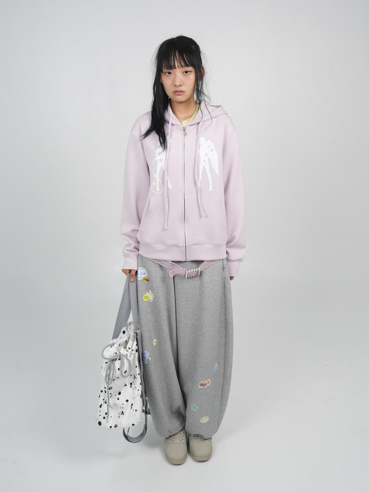 takeabreak Soft Pink Angel Devil Print Relaxed Fit Women&