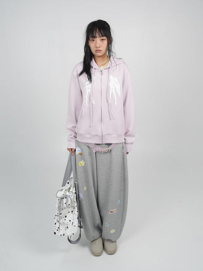 takeabreak Soft Pink Angel Devil Print Relaxed Fit Women&