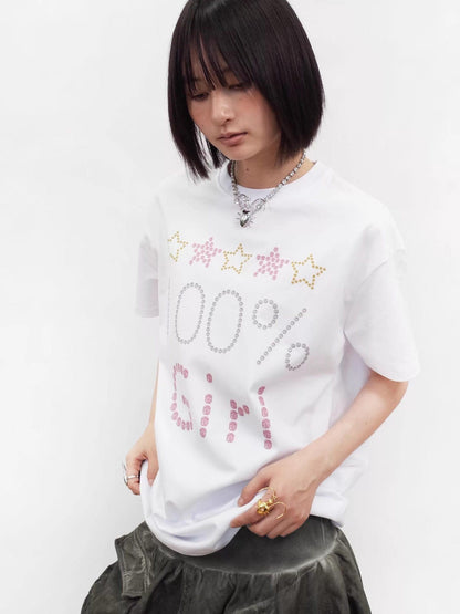takeabreak Soft White Street Print Hotfix Letters Women&