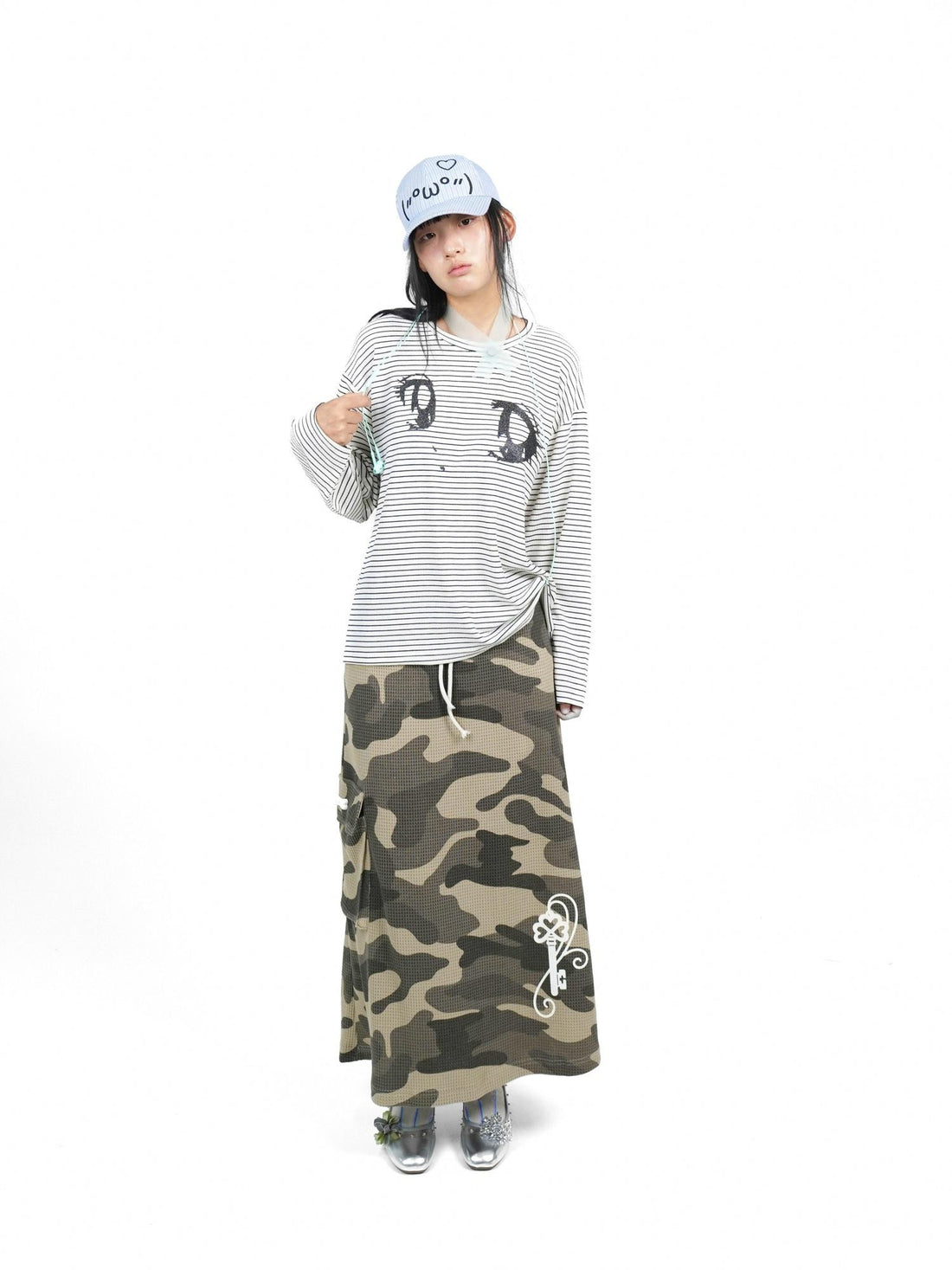 takeabreak Sparkle Eye Comic Print Striped Loose Fit Women&